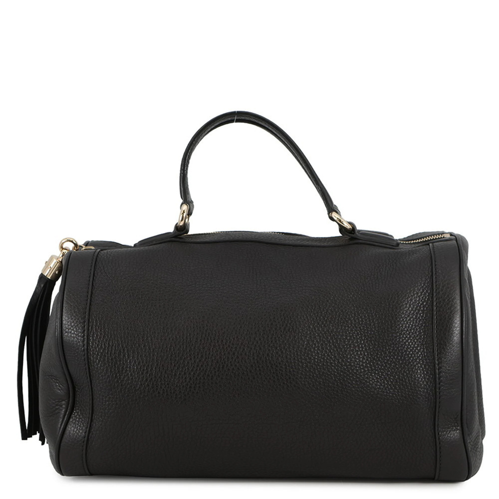 GUCCI Authentic Black Leather Boston Bag